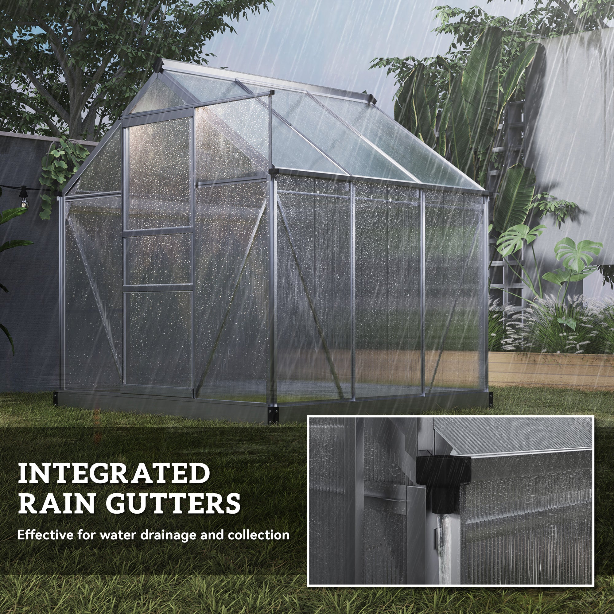 Outsunny 6 x 6ft Polycarbonate Greenhouse - Clear 