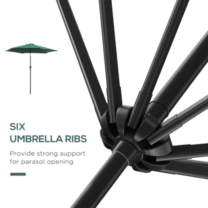 Outsunny 2.6M Garden Parasol Umbrella with Tilt and Crank, Outdoor Sun Parasol Sunshade Shelter with Aluminium Frame, Green 