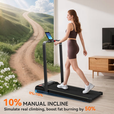 SPORTNOW Folding Treadmill Walking Pad, 2HP Portable Under Desk Treadmill with Handle, Running Jogging Walking Machine 