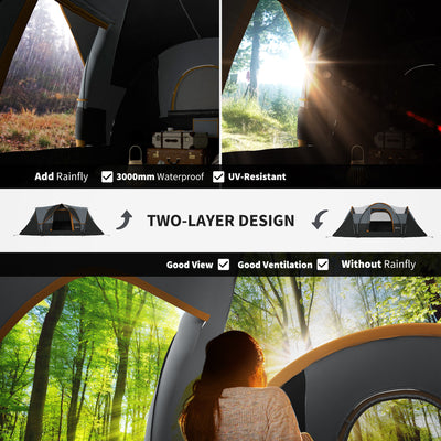 Outsunny 5-6 Man Dome Camping Tent Hiking Shelter UV Protection 3000mm Water Resistant Tunnel Tent - Multicolor 