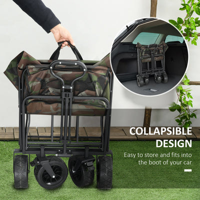 Outsunny 95L Folding Steel Frame Garden Trolley, with Handle - Multicolour 