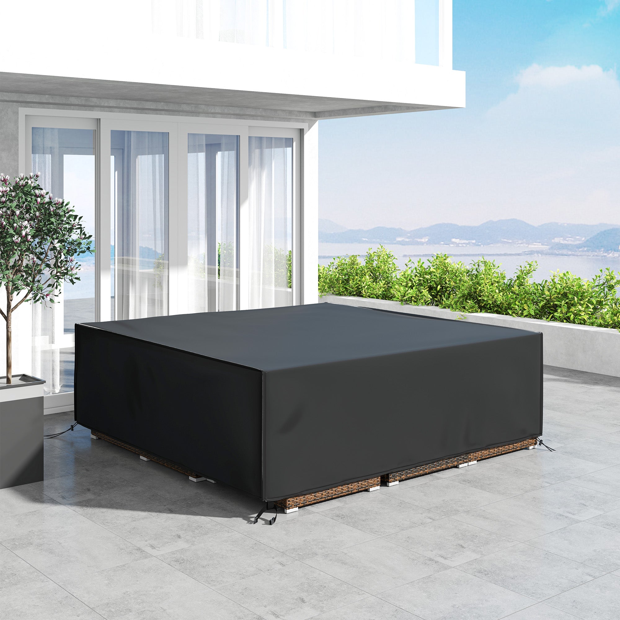 Outsunny Large Patio Garden Furniture Set Cover 600D Oxford Square Waterproof, 230 x 230 x 70 cm, Black 