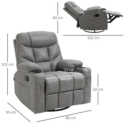 HOMCOM Thick Padded Faux Leather Recliner Armchair - Light Grey 