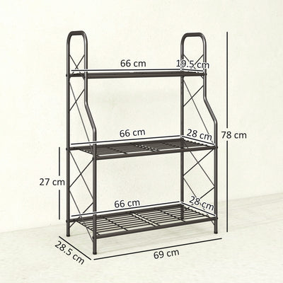Outsunny 3-Tier Metal Plant Stand, Heavy Duty Ladder Shelf Potted Plants Display Rack, Indoor Outdoor Flower Pot Holder 