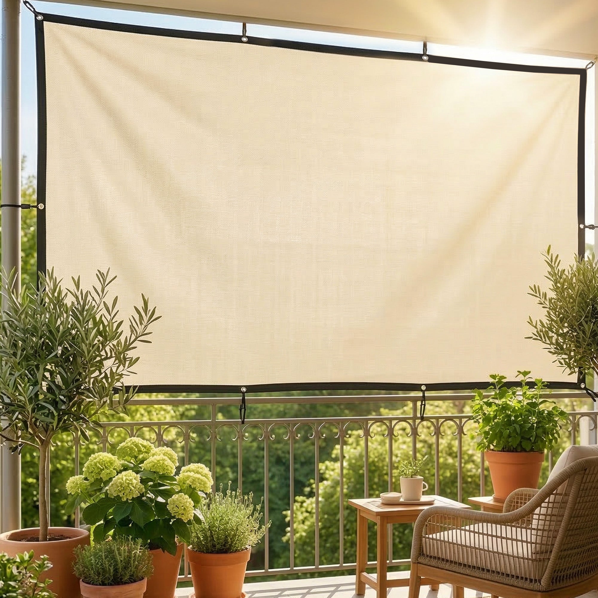 Outsunny Sun Shade Sail UV Protection Canopy with Stainless Steel Eyelets for Patio Garden 2 x 3 m Beige 