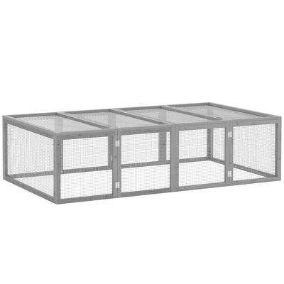 PawHut Wooden Rabbit Hutch Cage 6ft with Wire Mesh, Openable Roof, Play Space for Outdoor, Grey 