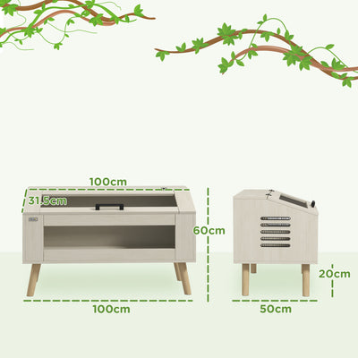 PawHut 140L Vivarium for Snakes, Lizards, Horned Frogs, Chameleons, Hamsters, Gerbils with Tempered Glass Windows 