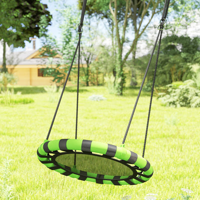 AIYAPLAY 60 cm Diameter Kid Nest Swing Seat with Height Adjustable Ropes for Outdoor Indoor, Black 
