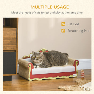 PawHut Cat Cardboard Scratcher, Lounge Sofa Bed with Catnip, 58 x 29.5 x 29cm 