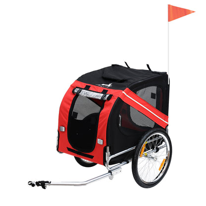 Pawhut Bicycle Pet Trailer in Steel Frame-Red/Black 