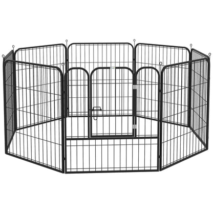 PawHut 8 Panels Heavy Duty Puppy Playpen, for Small and Medium Dogs, Indoor and Outdoor Use - Black 