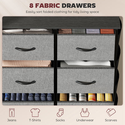 HOMCOM Chest of Eight Fabric Drawers - Charcoal Grey 