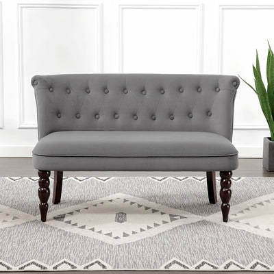 HOMCOM Velvet 2 Seater Sofa, Button Tufted Wingback Loveseat with Rubber Wood Legs for Living Room, Bedroom, Charcoal Grey 