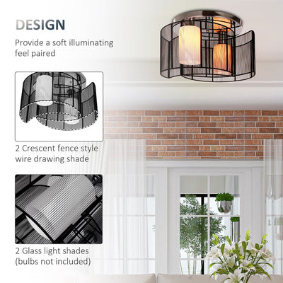 HOMCOM Modern Design Mini Style Flush Mount Ceiling Light Mount with Flush Metal Finish Chandelier for Hallway, Dining Room, Living Room 