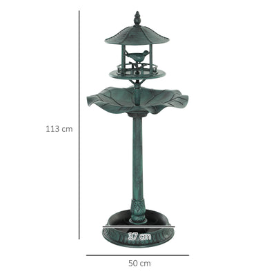 Outsunny 3-in-1 Garden Bird Bath, Freestanding Birdbath with Large Water Basin, Underneath Flower Planter, Φ50 x 113 cm, Green 