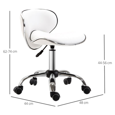 HOMCOM Adjustable Rolling Swivel Beauty Salon Chair, Stool for Spa, Technician - White 