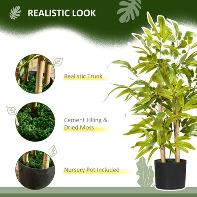 HOMCOM Artificial Plants Bamboo Tree in Pot Desk Fake Plants for Home Indoor Outdoor Decor, 15x15x60cm, Green 