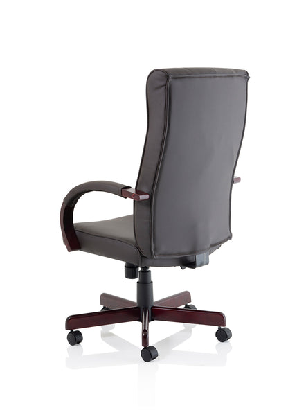 Chesterfield High Back Leather Executive Office Chair with Arms