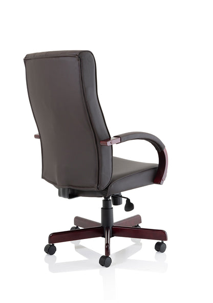 Chesterfield High Back Leather Executive Office Chair with Arms