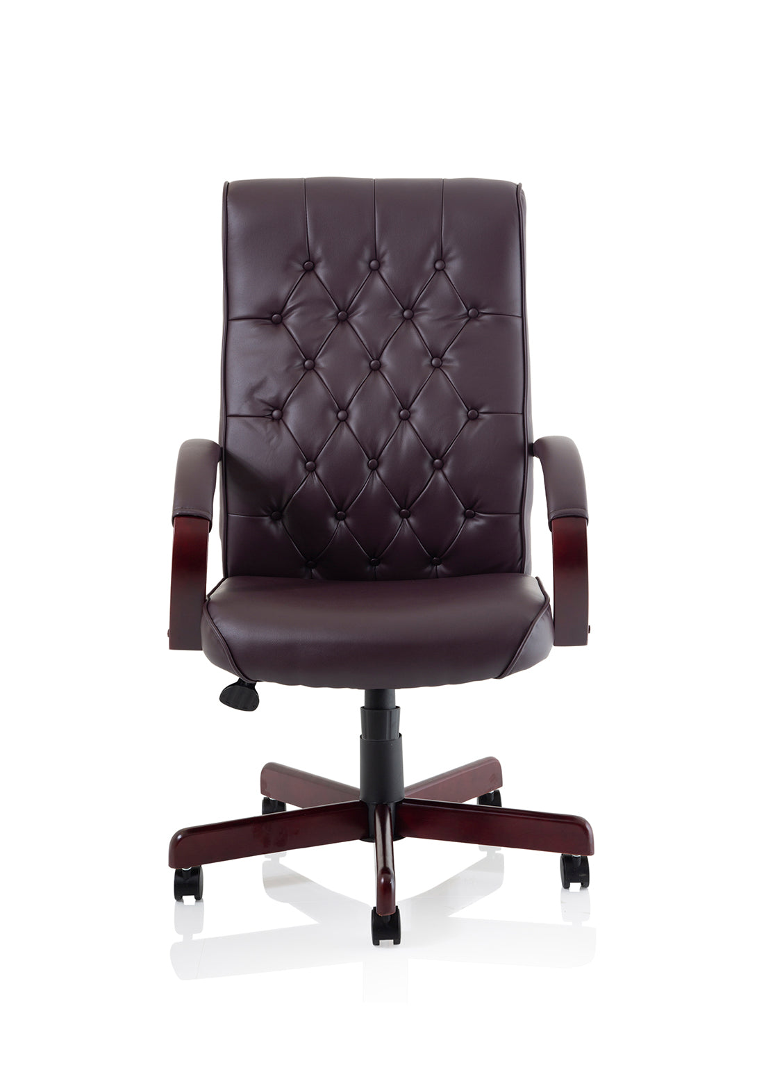 Chesterfield High Back Leather Executive Office Chair with Arms