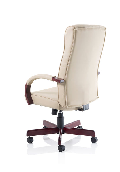 Chesterfield High Back Leather Executive Office Chair with Arms