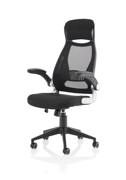 Saturn High Mesh Back Black Executive Office Chair with Arms