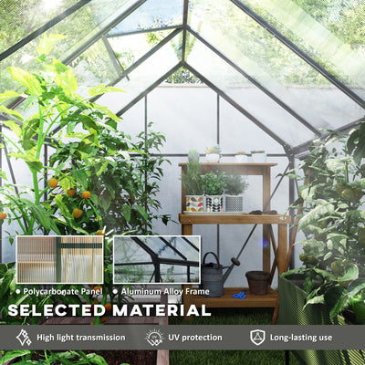 Outsunny 190 x 253 cm Walk-In Polycarbonate Greenhouse - Dark Grey 