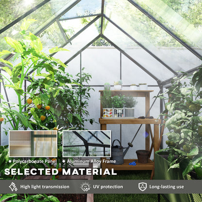 Outsunny 190 x 253 cm Walk-In Polycarbonate Greenhouse - Dark Grey