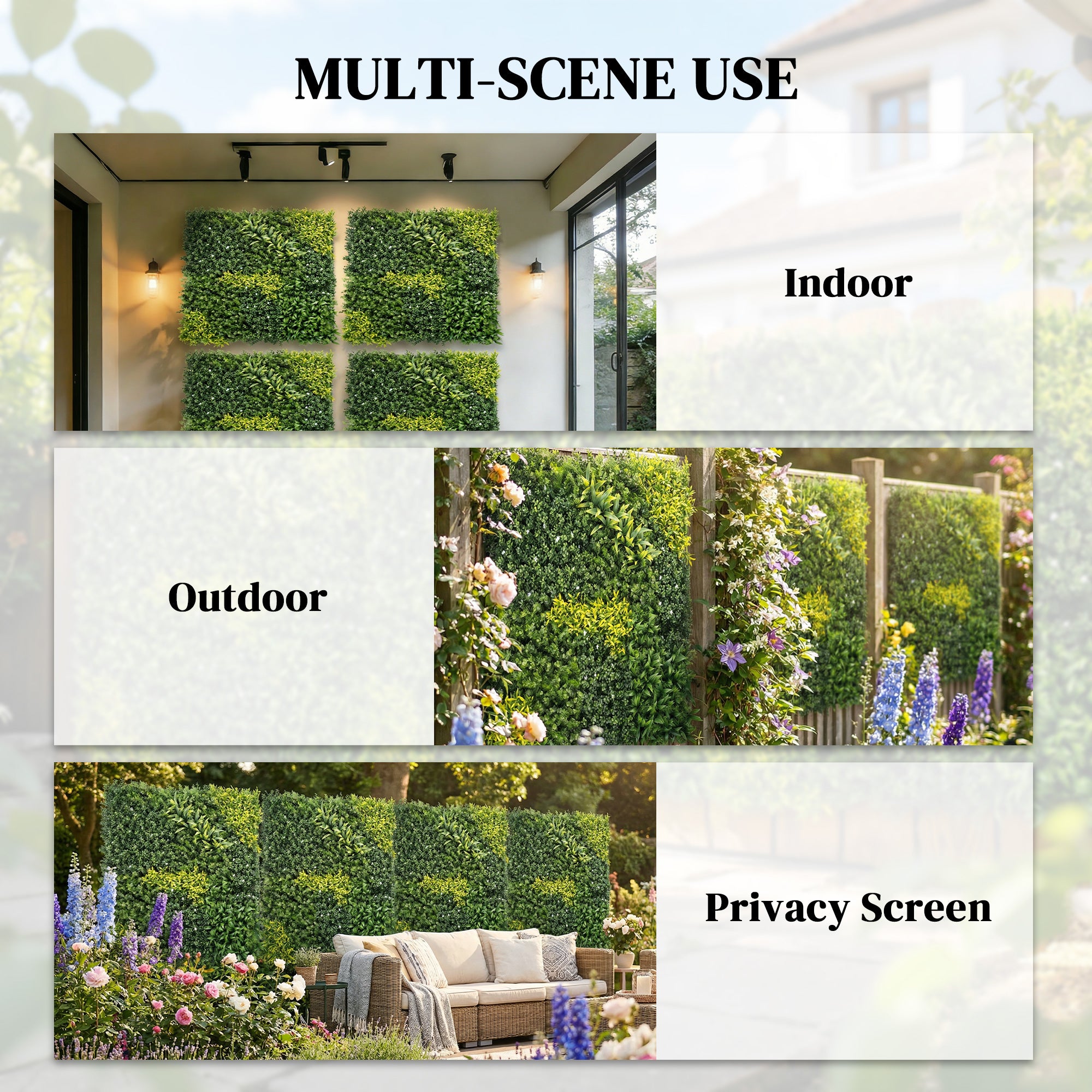 Outsunny Artificial Plant Wall Panel, 100x100 cm Artificial Grass Backdrop Wall, Green 