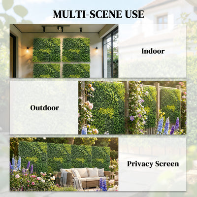 Outsunny Artificial Plant Wall Panel, 100x100 cm Artificial Grass Backdrop Wall, Green 