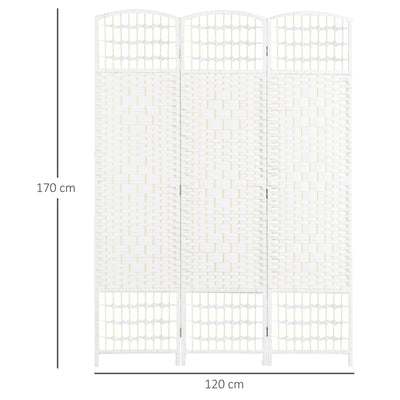 HOMCOM 3 Panel Folding Room Divider, Privacy Screen, Paravent Partition Separator for Living Room, Bedroom, White