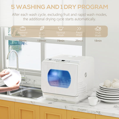 HOMCOM Multi-Program 6L Tabletop Dishwasher 