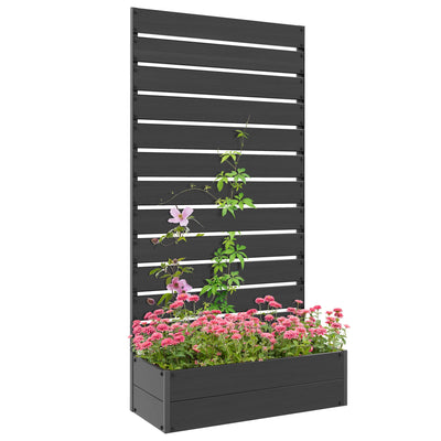 Outsunny Raised Bed for Garden, Planter with Trellis for Climbing Plants, Vines, Planter Box with Drainage Gap, Black 