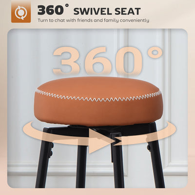 HOMCOM Set of Two Faux Leather Bar Stools - Brown/Black 