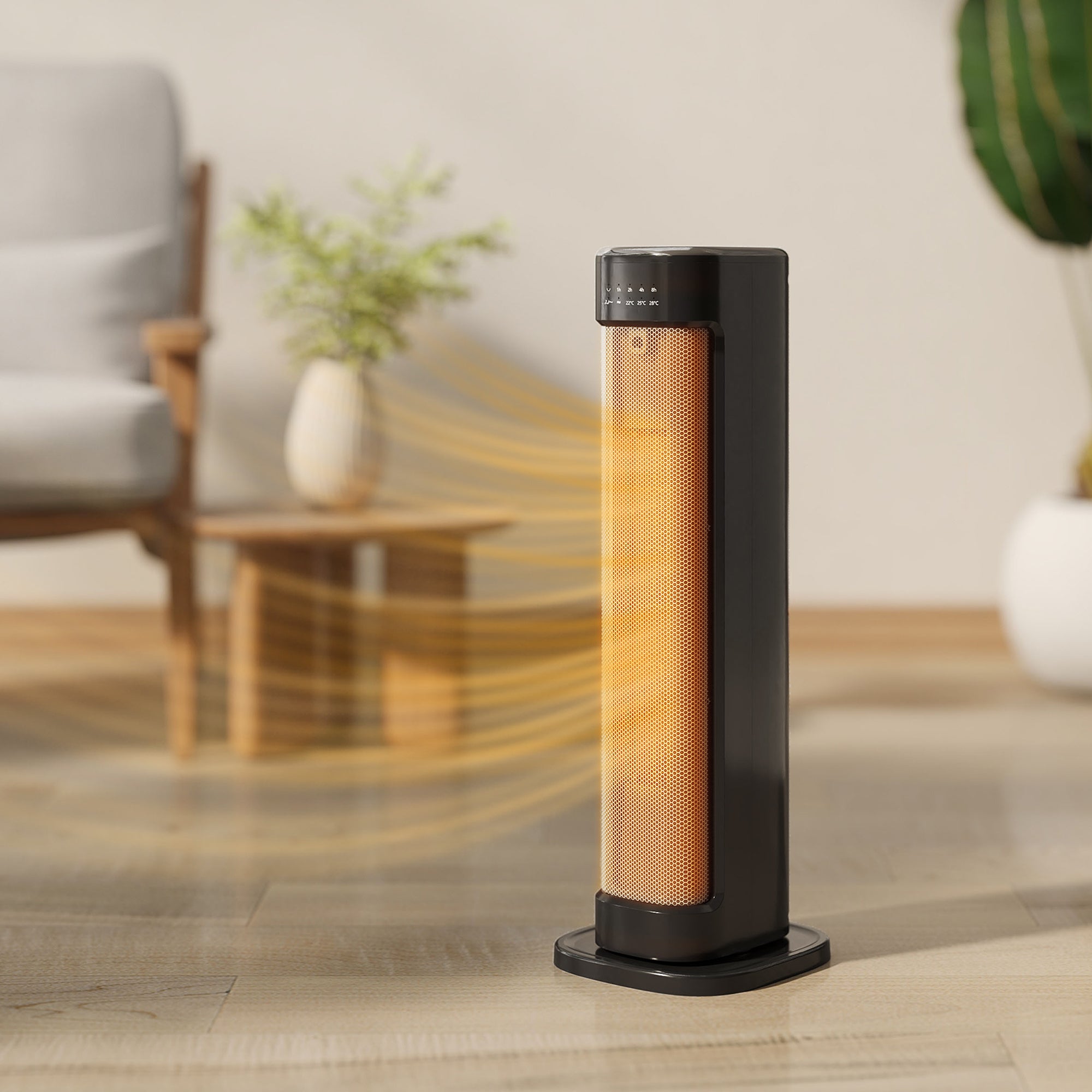 HOMCOM 2000W Ceramic Electric Heater with 3 Heat Settings, Timer - Black 