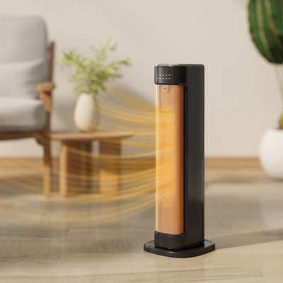 HOMCOM 2000W Ceramic Electric Heater with 3 Heat Settings, Timer - Black 