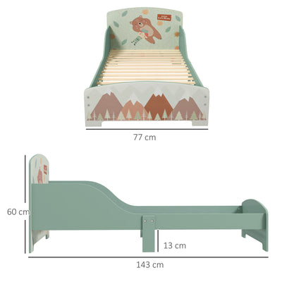 ZONEKIZ Toddler Bed Frame, Kids Bedroom Furniture for Ages 3-6 Years, Green 