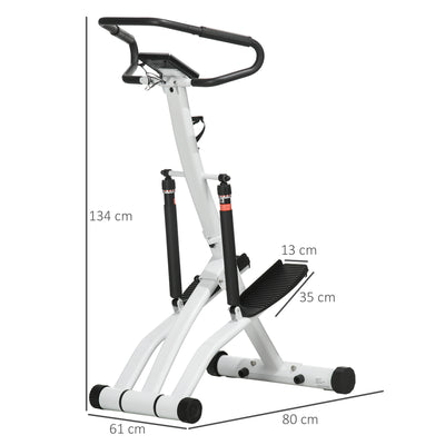 SPORTNOW Foldable Stepper Machine with 12-Level Hydraulic Resistance, Step Machine Exerciser with LCD Monitor and Drink Holder, for Home Fitness Workout, White and Black 