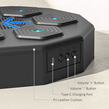 SPORTNOW Music Boxing Machine with Bluetooth Connection and LED Light Smart, Wall Mounted for Punching Beat Boxing Training 