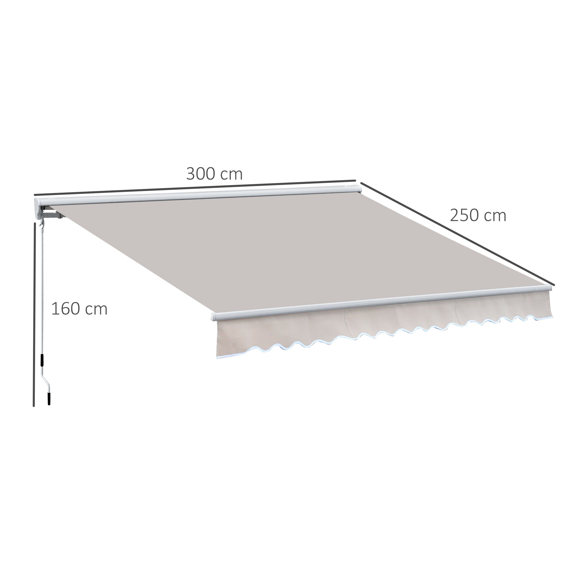 Outsunny 2.95Lx2.5M  Retractable Manual/Electric Awning-Cream White/White 