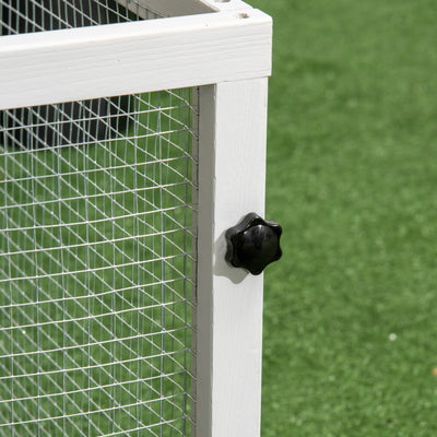 PawHut Indoor Rabbit Hutch, Guinea Pig Cage, with Slide-Out Tray, Large Fenced Area - Light Grey 
