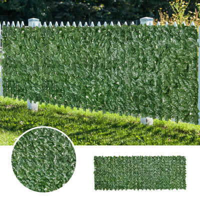 Outsunny 2-Piece Artificial Leaf Hedge Screen Privacy Fence Panel for Garden Outdoor Indoor Decor, Dark Green, 3M x 1M 