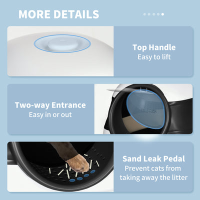 PawHut Foldable Cat Litter Tray with Lid, Deodorant, Scoop, Black 