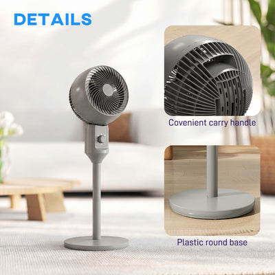HOMCOM Air Circulator Fan Pedestal Cooling Fan with 3 Speed and Carry Handle, 9 Inch, Grey 