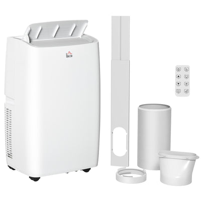 HOMCOM 12000 BTU Air Conditioning Unit, 3-in-1 Portable Air Conditioner, Dehumidifier, Cooling Fan with 3 Speeds, Remote Control, LED Display, 24H Timer, Window Venting Kit, Children Lock, 25m\'c2\'b2 
