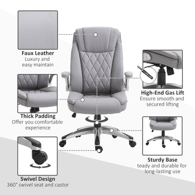 Vinsetto Faux Leather Executive Swivel Office Chair - Grey 
