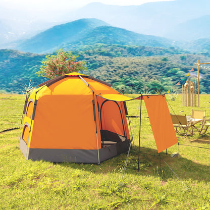 Outsunny Automatic Pop Up Camping Tent, Instant Setup 2-4 Man Tent with Mesh Windows, Waterproof & UV Protection Portable Dome Tent with Carrying Bag for Camping, Hiking, Backpacking, Orange 