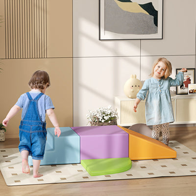 HOMCOM 4-piece Soft Play Set, Climb and Crawl Foam, Toddler Stairs and Ramp, Orange 