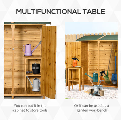 Outsunny 139 x 75 Fir Wood Garden Shed, with Asphalt Roof - Natural 