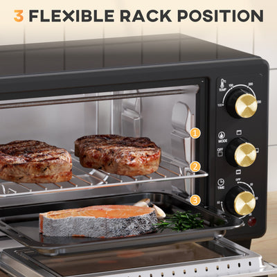 HOMCOM 16L Mini 1400W Countertop Oven - Black 